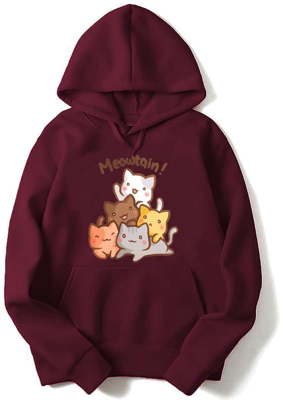 Image of Cute Cat Hoodie Women Anime Causal Stylish Black Blue red Pink Lavender Maroon Peach Girl 499 599 Under