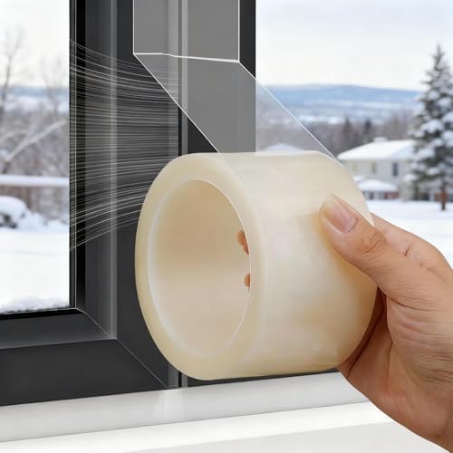 Dstorelhp Transparent Window Weather Sealing Tape, 2Inch x 65.6FT Clear Weather Stripping Window Seal Tape Stops Draft Through Gaps, Windows, AC Unit -Insulation Tape for Air Conditioner