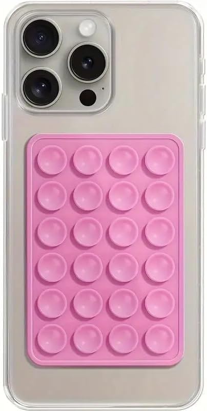 MS Silicone Suction Phone Case Adhesive Mount - Hands-Free, Strong Grip Holder for Selfies & Videos Durable, Easy to Use iPhone & Android Compatible (Baby Pink)