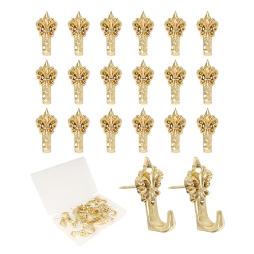 Image of 20 Pieces Push Pin Hangers,Push Pins for Wall,Decorative Thumb Tacks for Hanging,Zinc Alloy Pin Hooks Picture Hanging Nails for Home Office Fabric Wall Wooden (Gold)