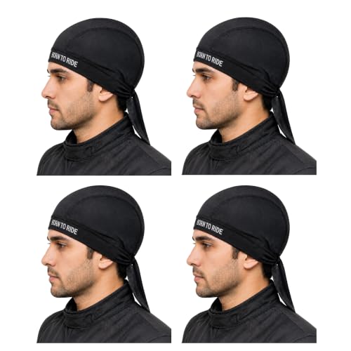 Image of Under Helmet Liner Cap for Men & Women | Inner Cap for helmat Breathable Sweat Absorbent Quick Dry Skull Cap | Tie-Back Helmet Inner Cap for Bike Riding, Cycling, Running & Outdoor (Black)