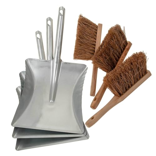 SIDCO Kehrgarnitur 3 x Set Handfeger Kokos Kehrschaufel Handbesen Kehrblech Kehrset – Bild 3