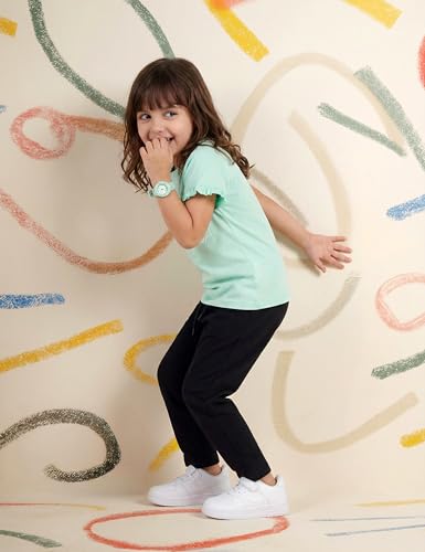 Image of Amazon Brand - Symbol Kids Girls Cotton Blend Straight Fit Track Pant