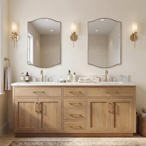 Image of ANDY STAR 24x36 Inch Champagne Bronze Scalloped Mirror for Bathroom