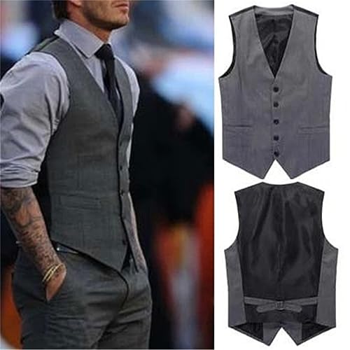 Kelsiop Slim Men's Suit Vest Black Formal Business Vest2
