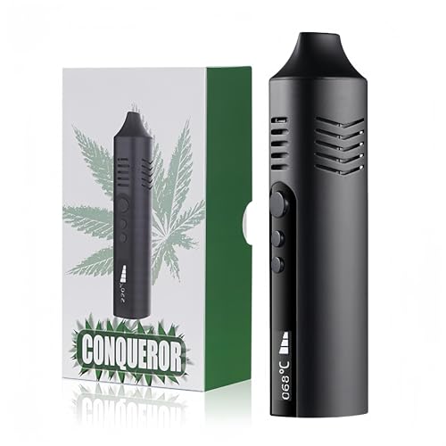 KinZon Vaporizador de hierbas secas Conqueror, cámara de calefacción de cerámica, pantalla OLED y control de temperatura, fácil limpieza (Negro)