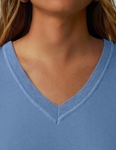 Women's V Neck Sweater Wool Blend Lightweight Soft Pullover Long Sleeve Tops Business Casual Fall Outfits 2025 Trendy4
