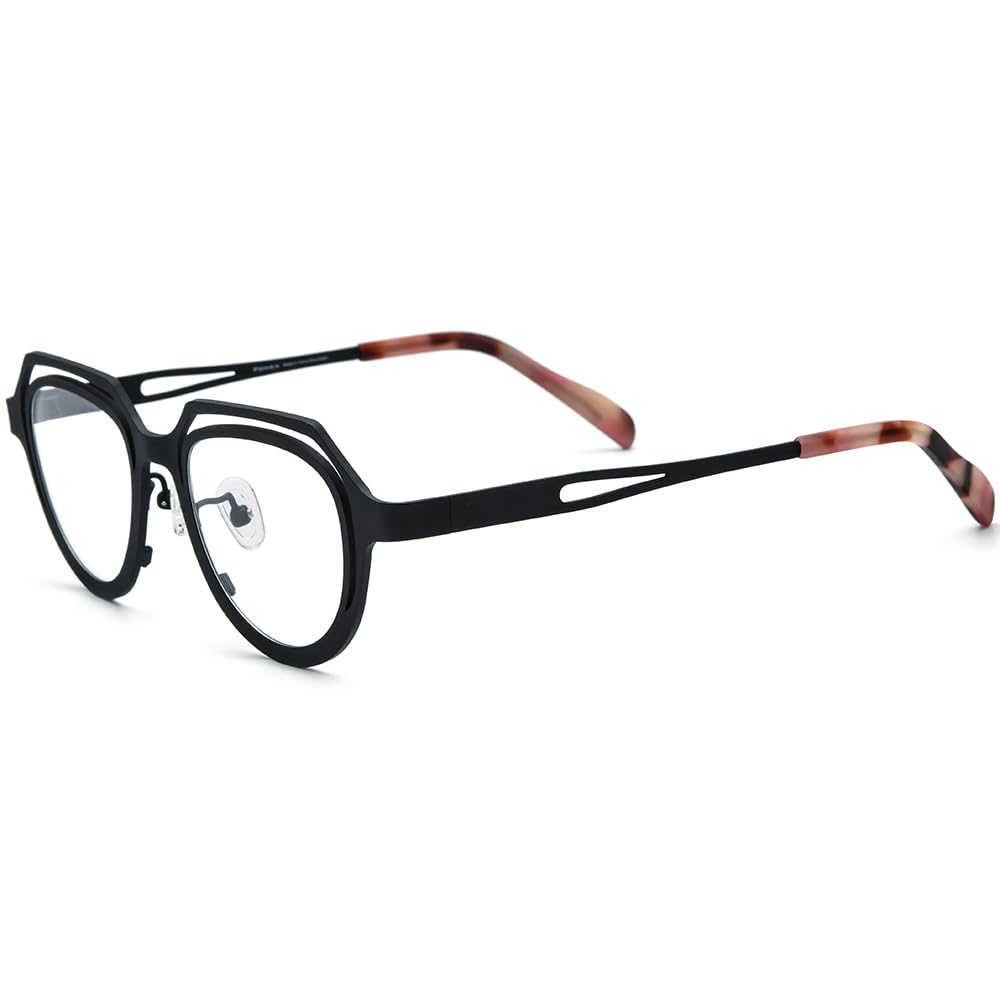 FONEX Colorful Pure Titanium Glasses Frame Women Retro Round Eyeglasses