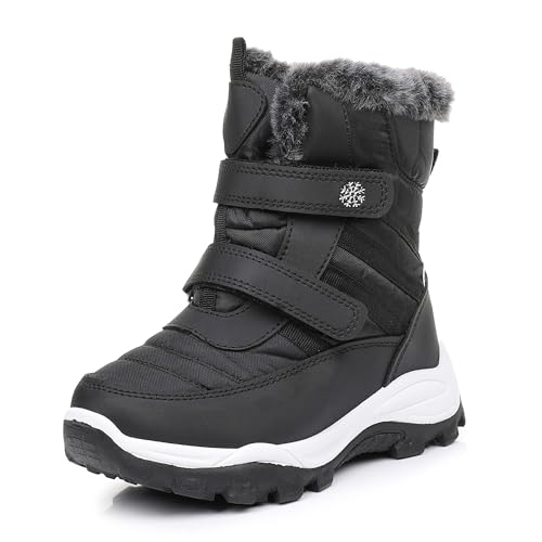 Ahannie Boys Snow Boots Toddler Kids Winter Boots Water Resistant Hook Loop Cold Weather Shoes...