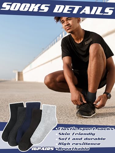 15 Pairs Mens Summer Socks Thin Breathable Athletic Crew Socks for Men Soft Classic Ankle High Bulk Size 7-112
