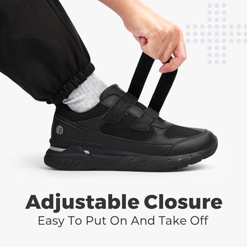 FitVille Extra Wide Walking Shoes for Men Wide Width, Hook and Loop Orthopedic Sneakers for Swollen Feet Neuropathy - Rebound Core V83