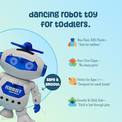 Image of Dancing Robot Toy for Kids |3D Lights Music Toy | Remote App Controlled | Gift for Boys & Girls 2+ Year | USB Rechargeable Type-C | Battery Operated Fun Toy for Boys Girls [White 99444-2]