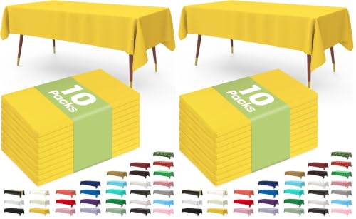 Image of Pureegg Plastic Table Cloth Disposable 20 Pack, 54 x 108 Inch Table Cloths, Easter Party, Decorative Tablecloths, Rectangle, Lemon, Pastel Plastic Cover, Leakproof & Sturdy, Yellow