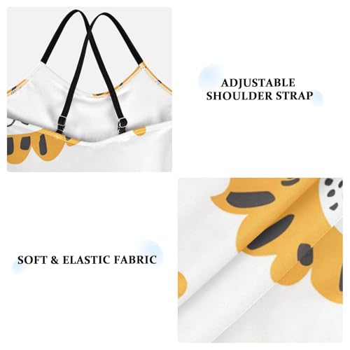 Cartoon Lion Face Girls Swimsuit One Piece Bathing Suit Beach Swimwear with Adjustable Straps3