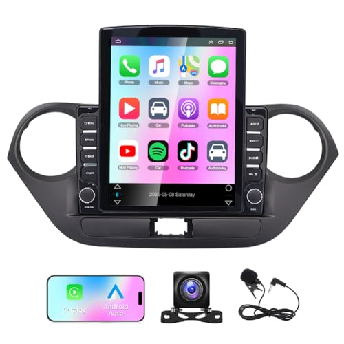 ikasus Android 14 Car Stereo for Hyundai Grand I10 2014-2019 Wireless CarPlay Android Auto, 4+64G 9.7 inch Touchscreen Car Radio Bluetooth Backup Camera in Dash GPS Head Unit WiFi FM SWC Split Screen