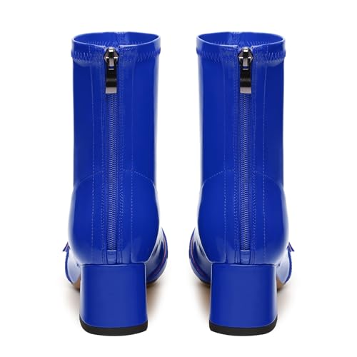 Womens Ankle Boots, Pointed Toe Low Heel Boots for Women, Fashion Zipper Buckle Ankle High Booties4