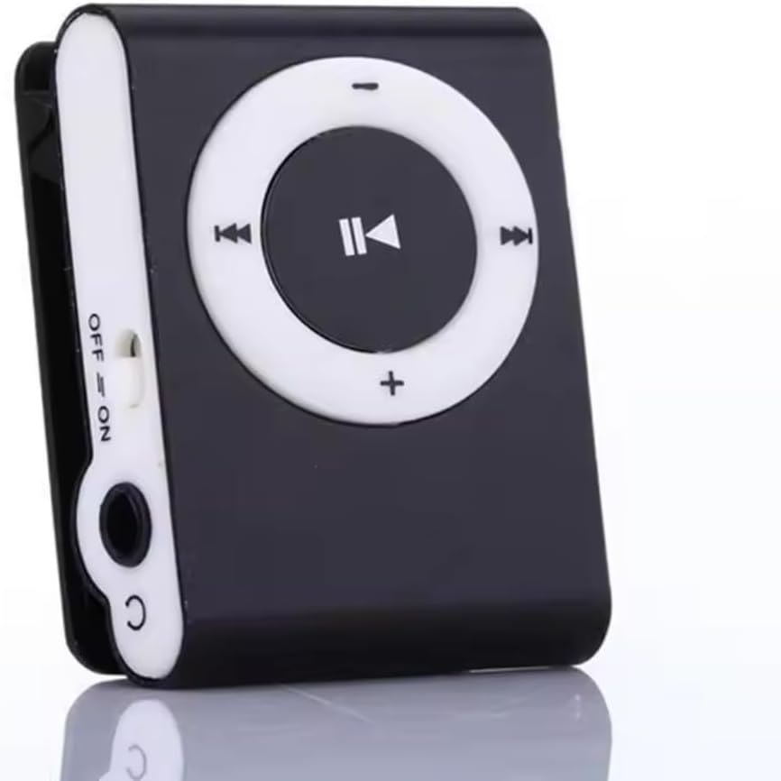 Mini Metal MP3 Player, Portable Digital Music Media Player, with Back Clip Player with Earphone and USB Cable (Memory Card Not Included) Random Colour.