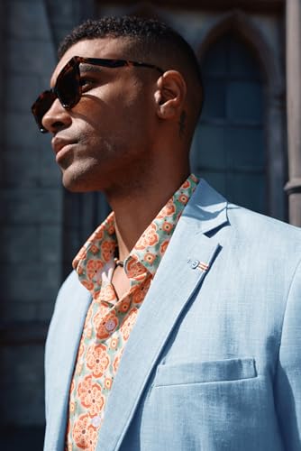 Image of PJ PAUL JONES Mens Casual Blazer Lightweight Linen Unlined Sport Coat | Two Button Blazer, Linen Fabric, Breathable, Unlined, Pockets, Lightweight Summer Suit Jacket, Daily Business Dating