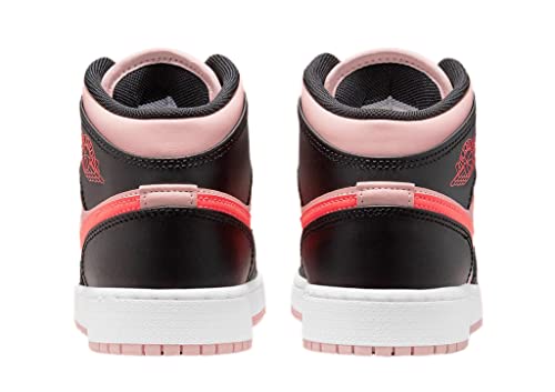 Nike boys Air Jordan 1 Mid Grade School, Atmosphere/Infrared 23 Black, 7 Big Kid