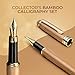 ZenZoi Wood Pen Set - Bamboo Fountain Pen w/Fine Nib & Rollerball Pen. Smooth Writing, Refillable, Vintage, Crafted, Journaling Pen. Luxury Pen Gift Set for Men, Women, Ink Converter.