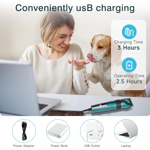 OWill Schermaschine Hund für Dickes Haar, Schermaschine Katze für Haar und Pfote 2 in 1, Hunde Haarschneidemaschine mit Smart Digital Display für Haustier Katze Hund Trimmer