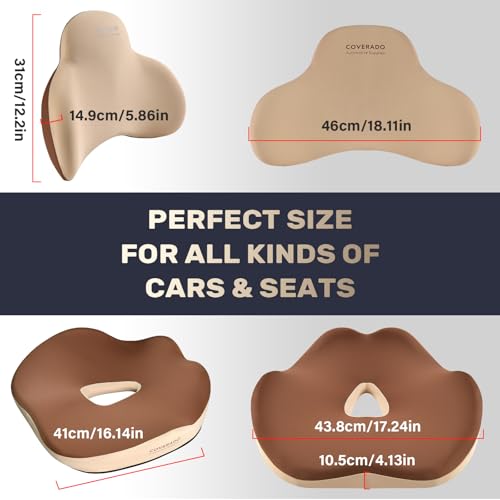 Coverado Car Seat Cushion and Lumbar Support Pillow, Memory Foam Ergonomic Back Support Driving Seat Cushion for Sciatica, Tailbone, Back Pain, Non-Slip Washable Cushion for Car, Driver, Office by Coverado - Image 7
