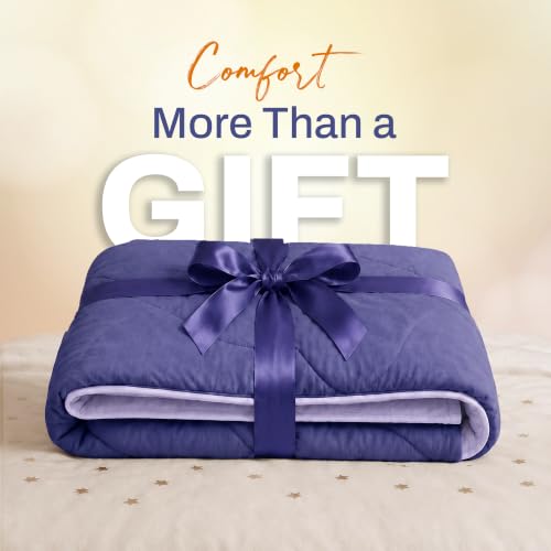 Image of DECORUM Reversible Comforter Double Bed 250 GSM | Periwinkle Blue & Lavender Blue | Ultra Soft Microfiber Quilt | All Season Lightweight Comforter | (228 X 223 CM)