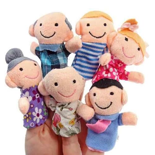 PLAYZOCO Marionetas Dedos Peluche Familia, Juego de títeres de Dedo de Familia, Juguetes Educativos, Marionetas niños, Títere de Dedo, Finger Puppet, Material Felpa, 6 Unidades, Familia