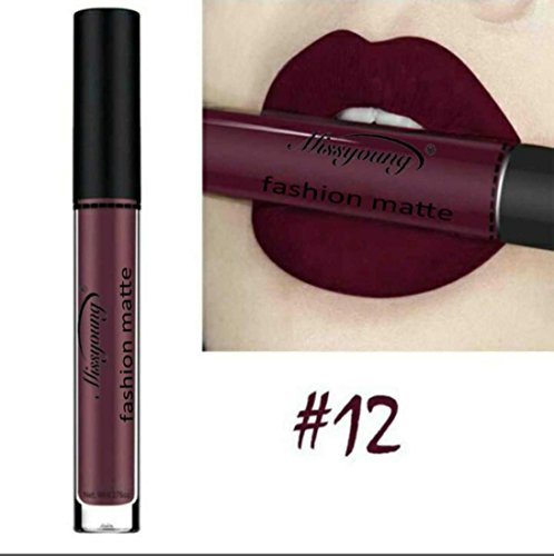 Preisvergleich Produktbild ESAILQ 8ml Flüssige Lippenstift Feuchtigkeitscreme Langlebig wasserdicht Samt Lippenstift Kosmetik Schönheit Make up 12 Farbe (L)