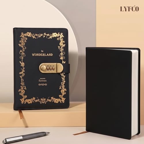 Image of Diary with Lock, A5 Personal Notebook with 3-Digit Combination Lock, PU Leather Journal for Women & Men | Secret Writing Notebook for Girls, Boys, Office & School and Gifts (22 X 15 CM) (WONDERLAND)