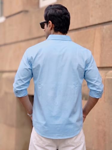 Image of Men's Brown Solid Full Sleeve Casual Shirt with Chest Pocket