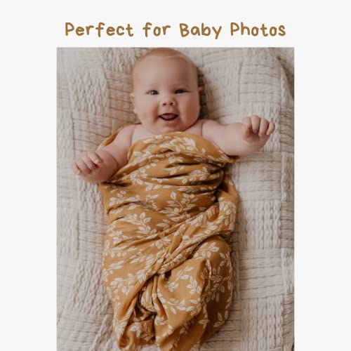 Image of Mini Wander Swaddles for Newborns Muslin Swaddle Blankets - Breathable Soft Gender Neutral Receiving Blanket Baby Essentials | 47 x 47 Cotton - Leafy Sprig (Mustard)