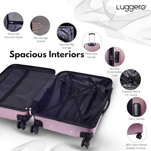 Image of Luggero- Classic Light-Weight & Durable Polycarbonate Rose Gold Unisex Hard Luggage| Large - 71cm|8 Smooth Spinner TPV Wheels Outer Combi Lock | Trolley Bag