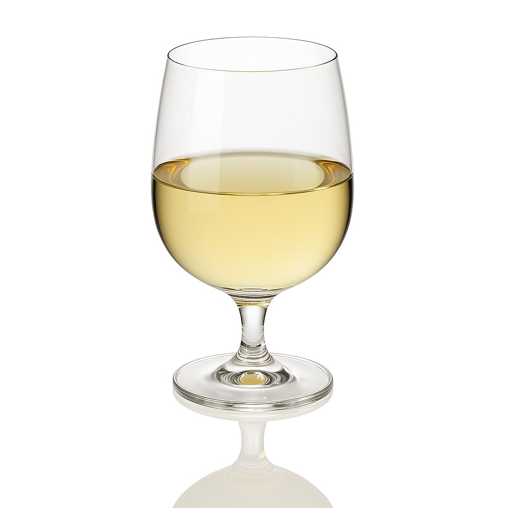 DIAMANTE Copas de vino de tallo corto, copas de agua, juego de 6, capacidad de 346 ml, aptas para lavavajillas