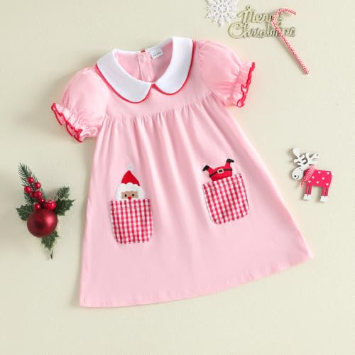 Toddler Little Girl Christmas Outfit Santa Embroidery Christmas Dress... - Image 4