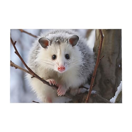 Nappe rectangulaire rustique motif opossum 89x140cm imperméable - 3