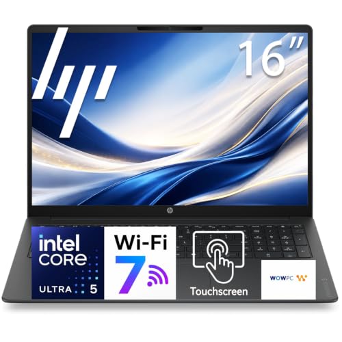 Image of HP OmniBook 3 16 AI Laptop, Intel Core Ultra 5 225U, 16 inch 2K WUXGA IPS Touchscreen, 32GB RAM, 1TB PCIe SSD, Wi-Fi 7, 1080p FHD Camera, Numeric Keypad, Privacy Shutter, Windows 11 Home