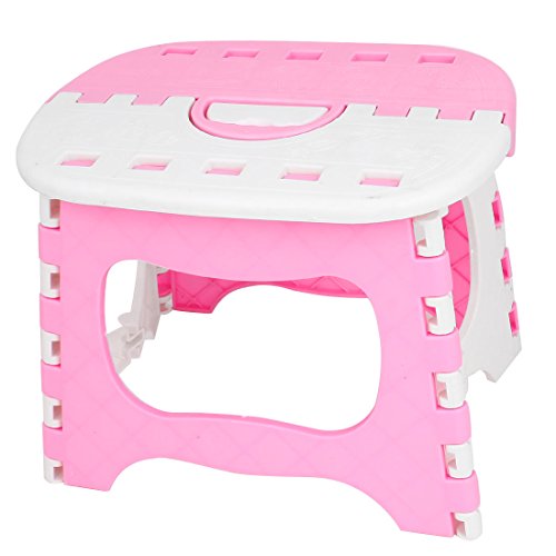Ruilogod Plastic Multi Purpose Folding Sturdy Step Stool 20cm High White Pink (id: f5c 81a dc7 249 541, Small, f5c81adc7249f541a038566162f1cb