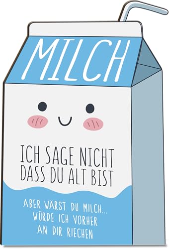 Witziges Geschenk mit Spruch Holzkarte - Alte Milch Geburtstagskarte | Freches Spruch-Geschenk für Männer und Frauen Sarkastisches Geschenk Lustige Deko Freches Geschenk Witzige Deko für Zuhause
