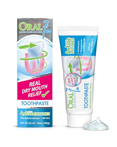 Oral7 Moisturising Toothpaste (75ml) for Dry & Sensitive Mouths | Active Enzymes with Fluoride & Calcium | Sugar Free with Xylitol | SLS Free Low Foaming Formula