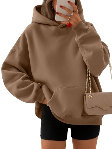 EFAN Womens Hoodies Oversized Sweatshirts Pullover Fleece Sweaters Long Sleeve Winter Fall Outfits Fashion Y2k Clothes Khaki M