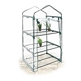Relaxdays Invernadero Pequeño, 3 Baldas, 124x70x50 cm, Mini Huerto para Germinar Plantas, Balcón o Terraza, Transparente