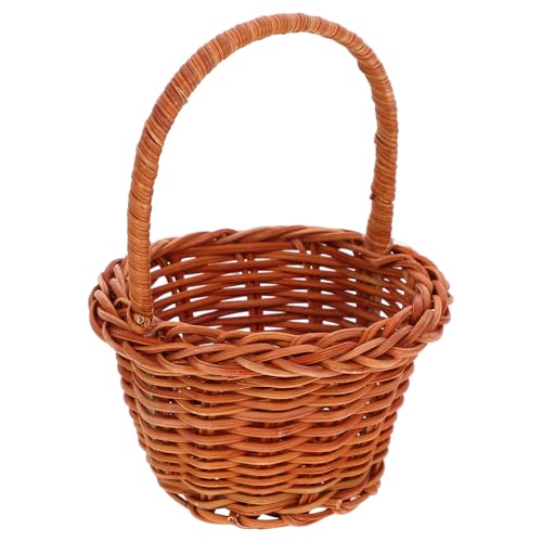 MAGICLULU Mini Rattan Woven Basket Natural Round Picnic Basket with Handle Woven Wicker Storage Basket for Easter Candy Home Decor 3.14 x 3.93 Inch