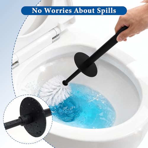 Image of Topsky Toilet Brush,2 Pack Compact Toilet Brush & Holder Set,Plastic Round Barrel Loo Brush with 2 Replacement Toilet Brush Head,Durable for Bathroom Toilet,Black