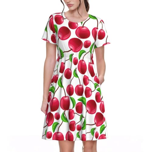 Robe d'été cerises élégante pour vos sorties en terrasse et balades quotidiennes
