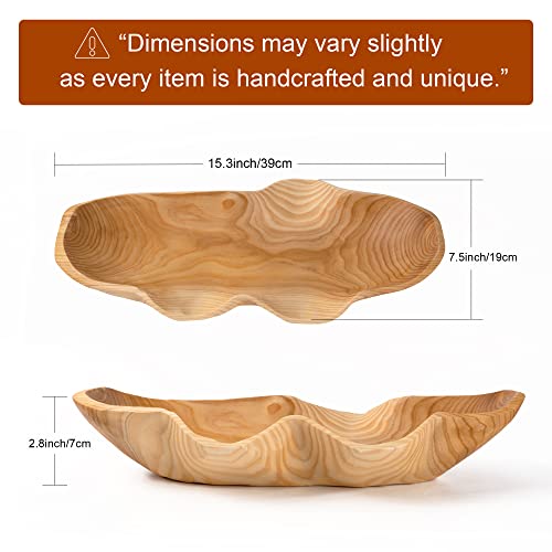 Tiamdear Wooden Dough Bowl, Long Decorative Bowls For Home Decor, Home Decorative Centerpiece, 16” Long Wooden Decorative Bowl, Great As Fruit Bowl, Driftwood Bowl, Farmhouse Decor #TOP3