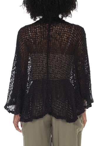 Image of SHU-SHI Lightweight Open Front Cardigan for Women Hollow Out Sweater Knitted Poncho Batwing Loose Popcorn Shawl Boho Wrap