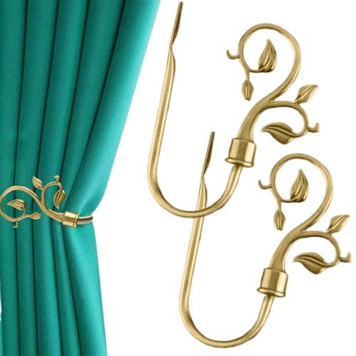 1 par de amarres de cortina, ganchos de cortina de aleación de hojas de metal modernas para cortinas, ganchos de cortina de instalación de tornillo fácil para la ventana de la ventana Decoración