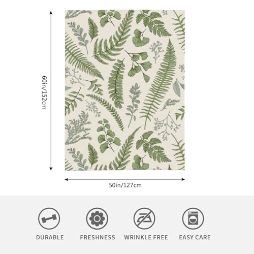HGOD DESIGNS Leaves Flannel Fleece Bed Blanket 130x150cm Floral Pattern in Vintage style Throw Blanket Lightweight Cozy Plush Blanket for Bedroom Living Rooms Sofa Couch - Image 2