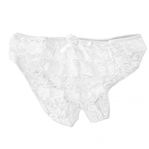 Womens Lace Open Crotch Low Rise Sexy G-String Underwear White 3XL-image-24